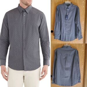 Ben Sherman long sleeve diamond clip shirt gray cotton size M